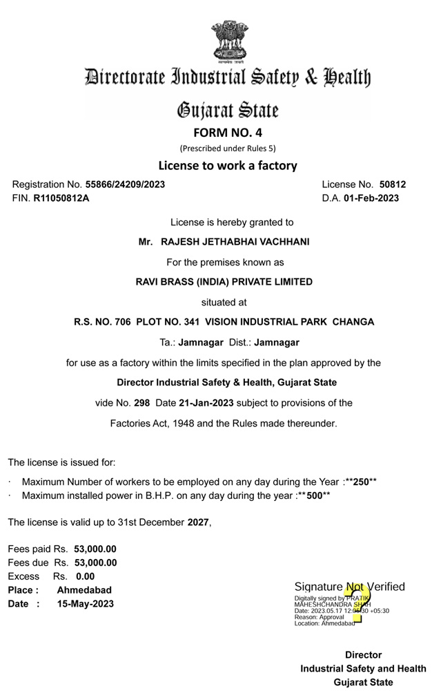 Factory Act License